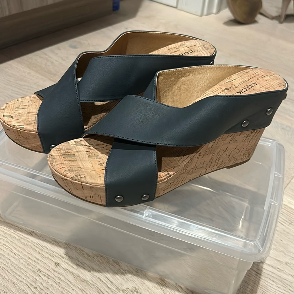 Lucky Brand Cork Slide Wedges